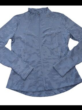 Spyder Active Blue Athletic Embossed Camo Zip Jacket Women’s M Zippered Pockets
